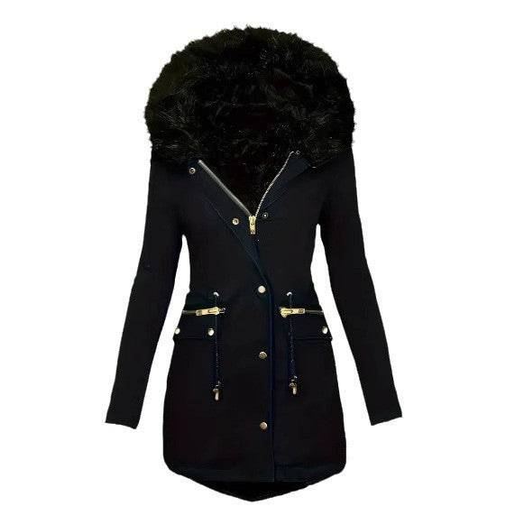 Ladies winter parka with removable fur collar Lune London
