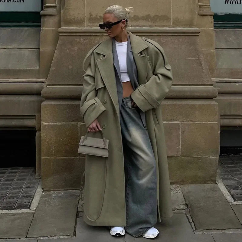 Manteau surdimensionné à la mode pour dames avec ceinture ajustable Chic & Stil