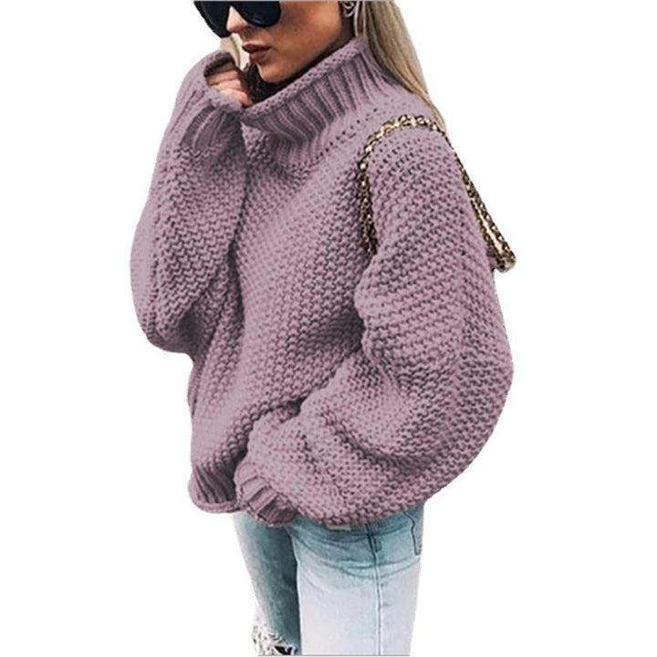 Thick knit women's sweater with turtleneck and relaxed fit Lune London