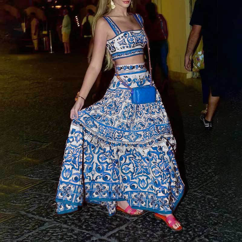 Ensemble femme deux pièces avec imprimé floral et jupe évasée Chic & Stil