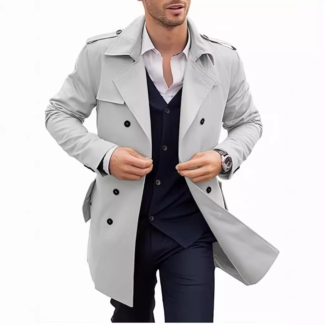Double-breasted trench coat for men with practical pockets Lune London