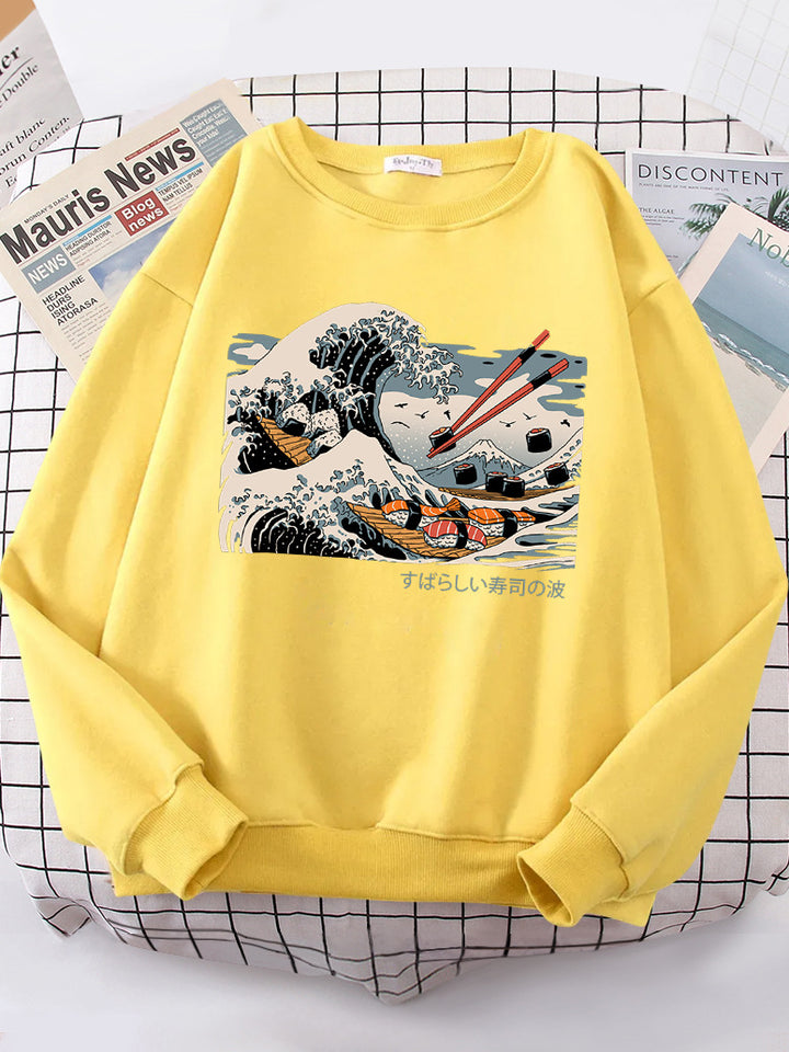 Sweat-shirt femme avec design de vague artistique et coupe confortable Chic & Stil