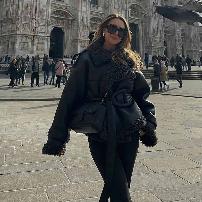 Manteau d'hiver à la mode pour femmes avec col en fausse fourrure Chic & Stil