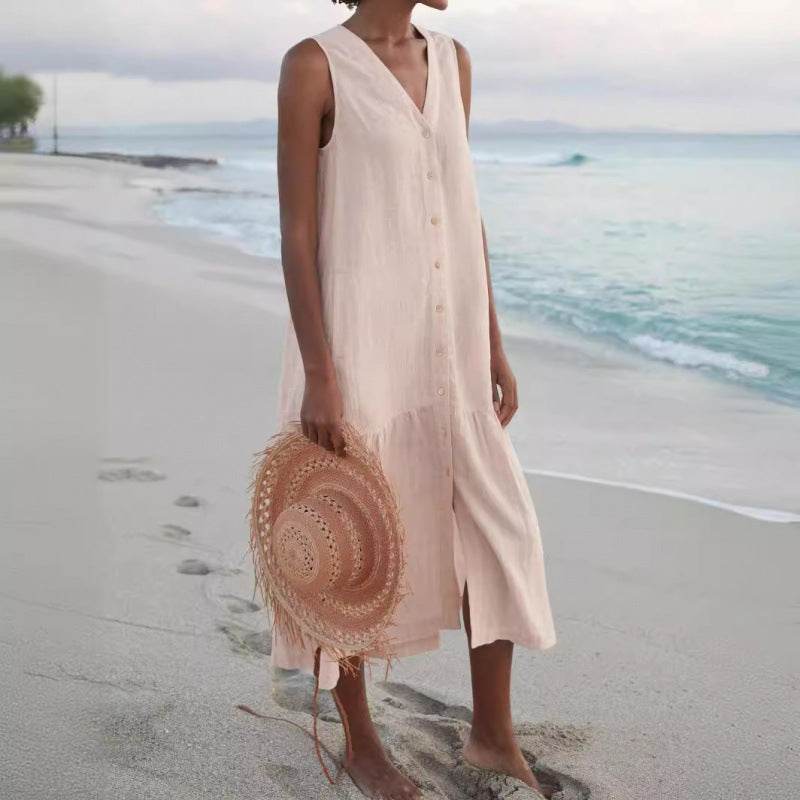 Ladies chic summer linen dress