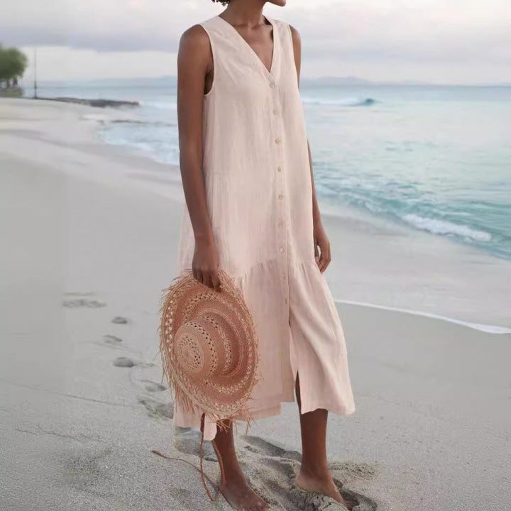 Ladies chic summer linen dress