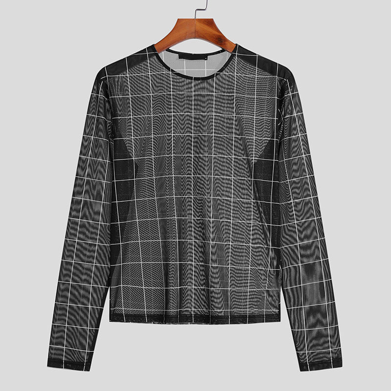 Men's mesh top with a modern checkered pattern and breathable fabric Lune London