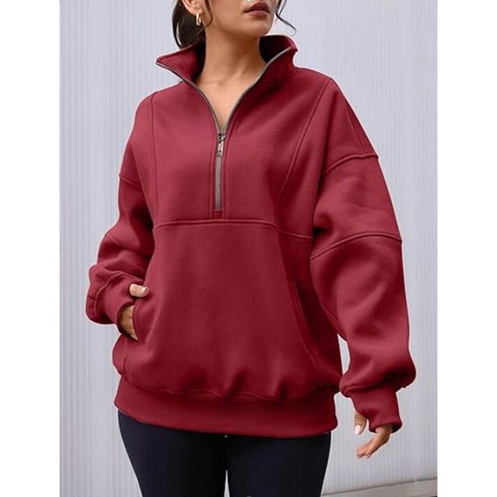 Women's sweatshirt with half-zip and oversized fit Lune London