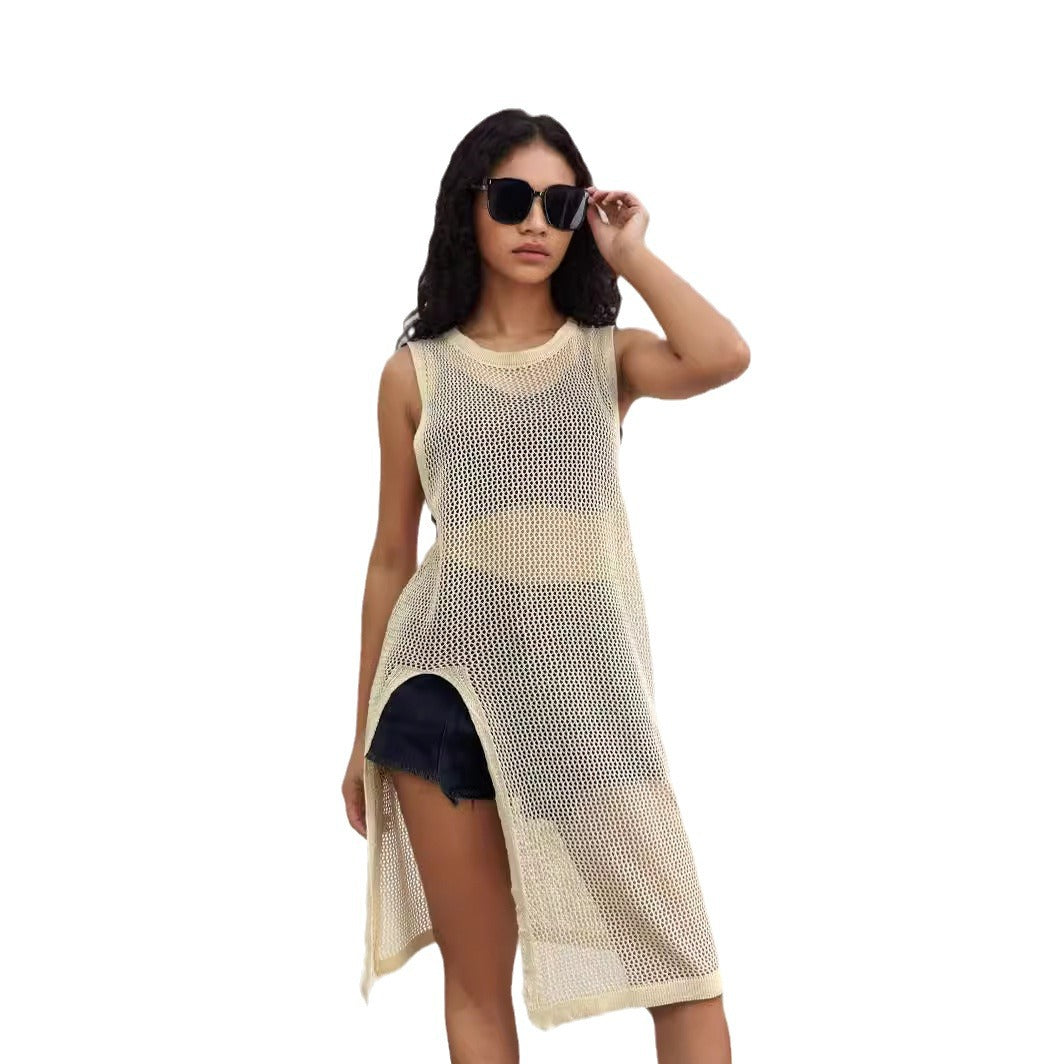 Net dress for women with side slits and relaxed fit Lune London