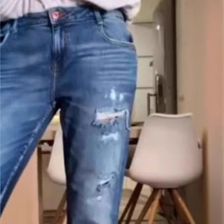 Women Casual Fit Denim Jeans Zerfledderte Lune London