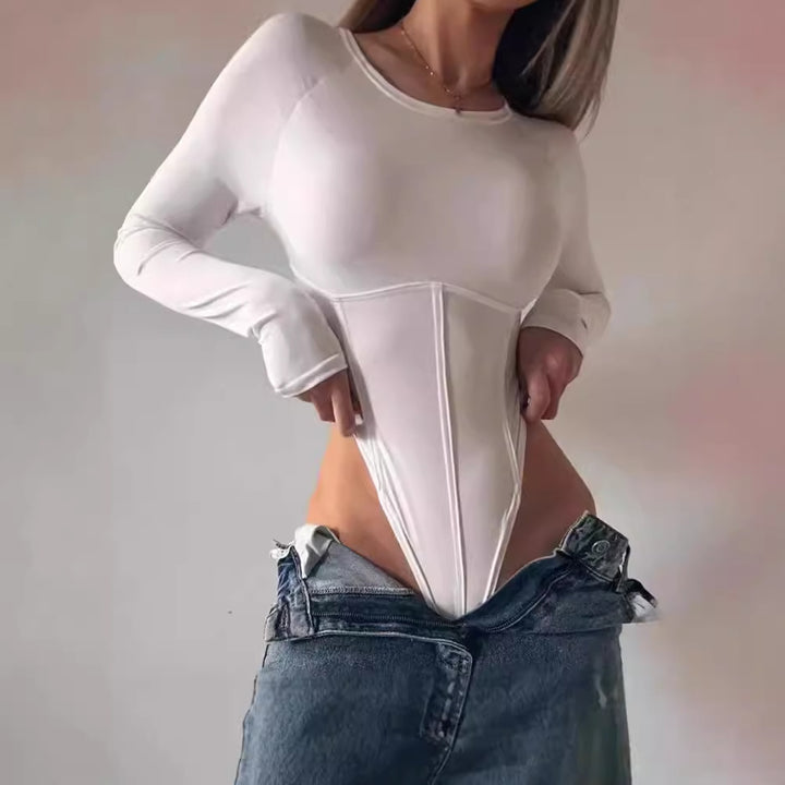 Women's compression bodysuit with long sleeves and sculpting design Lune London