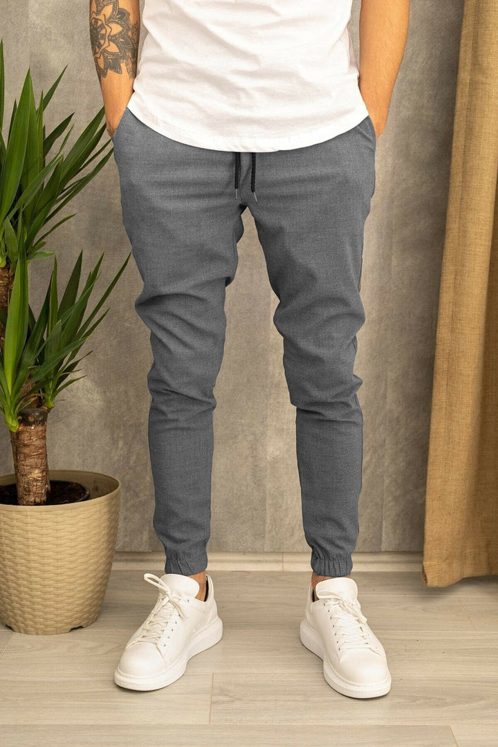 Men's Slim Fit Jogging Pants with Elastic Waistband and Practical Side Flap Pockets Lune London