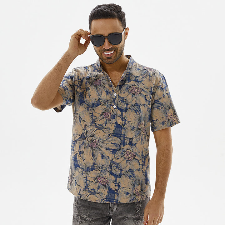 Short-sleeve shirt for men with floral pattern and modern fit Lune London