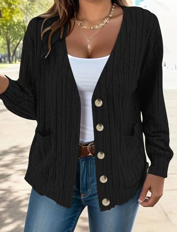 Textured button cardigan for women Lune London