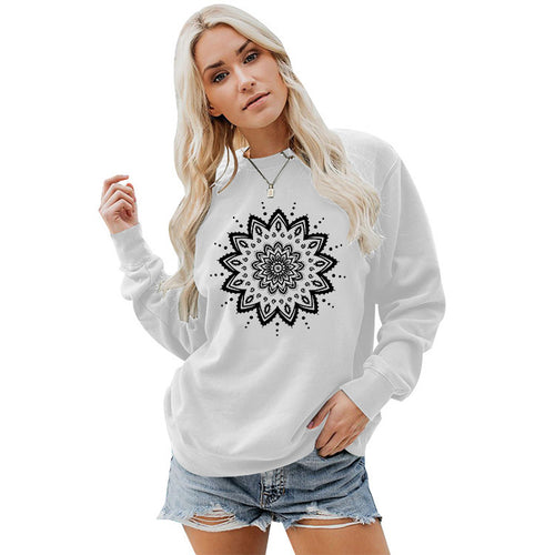 Sweatshirt pour femme avec design mandala créatif et coupe décontractée Chic & Stil