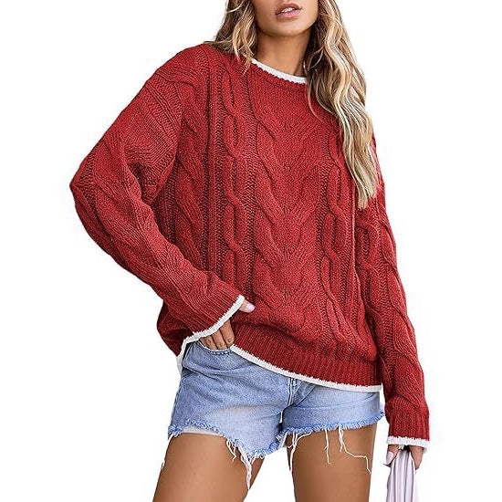 Knitted sweater for women with a thick braid pattern Lune London