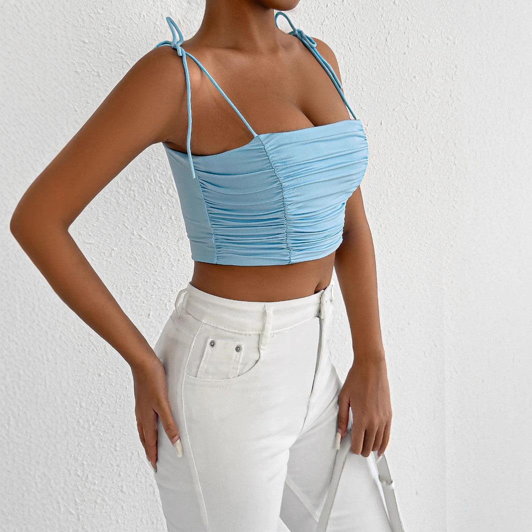 Women's crop top with gathers and adjustable straps Lune London