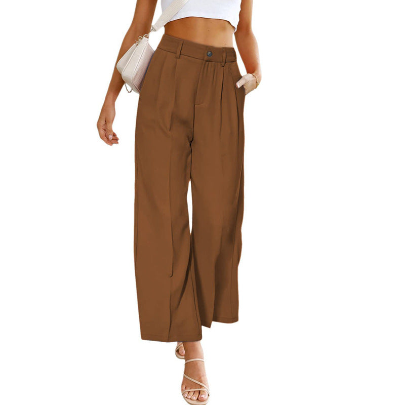 High-waisted wide-leg pants for women with pleats Lune London