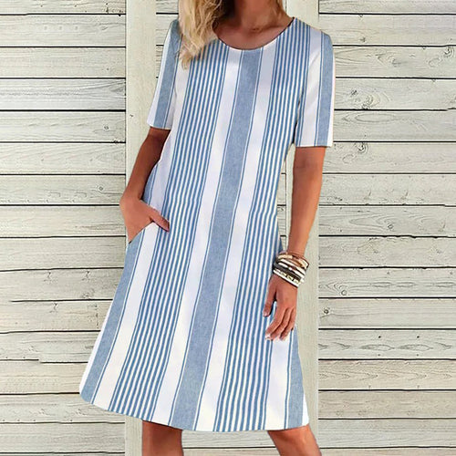 Casual dress for women with an elegant striped pattern and practical pockets Lune London
