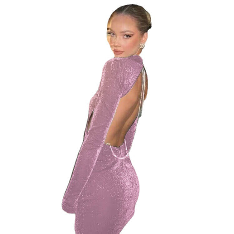 Mini dress for women with shiny detail at the back Lune London