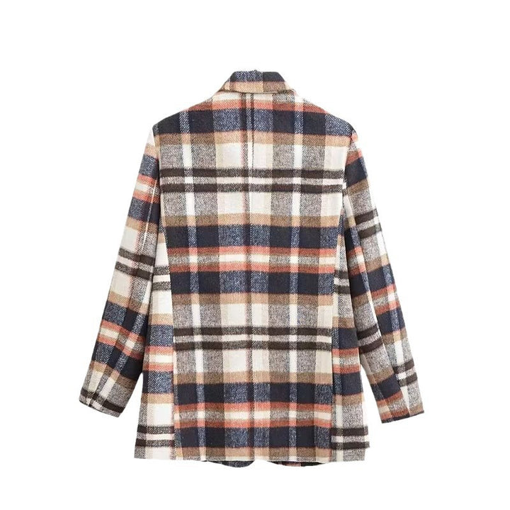 Veste blazer à carreaux pour femmes avec poches élégantes Chic & Stil