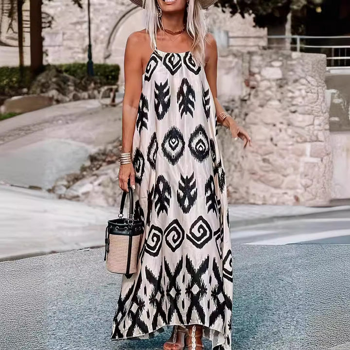 Airy maxi dress for women with an elegant ethnic pattern Lune London