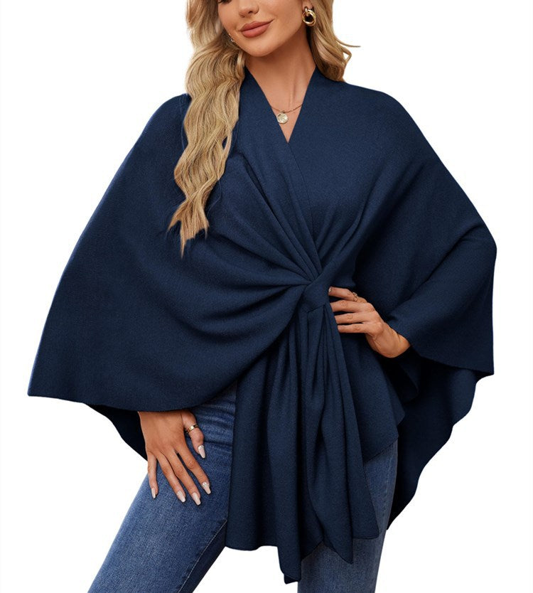 Ladies Elegant Wrapped Sweater with Asymmetrical Cut Lune London