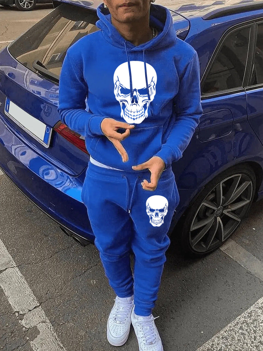 Men's Hoodie and Jogging Set with Chic Skull Art Design