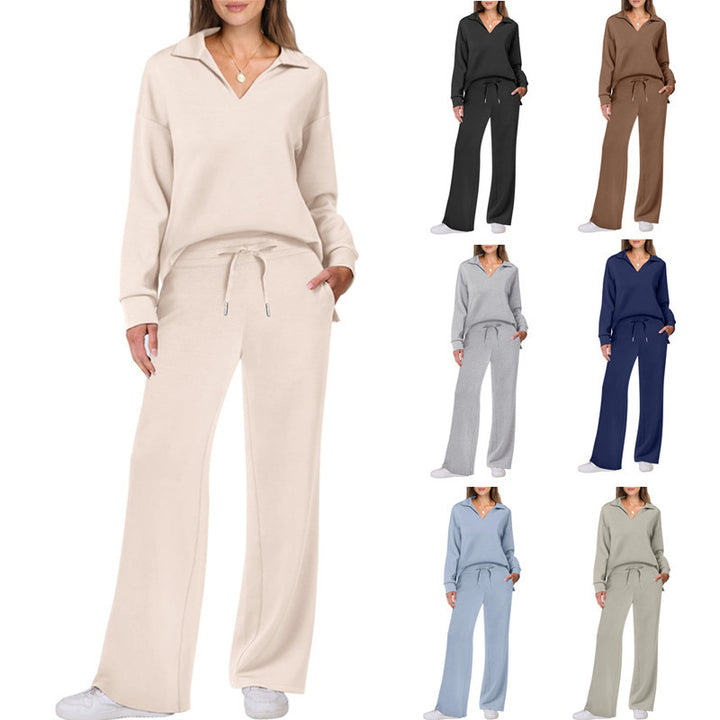 Women's loungewear in soft cotton blend with wide collar and wide leg Lune London
