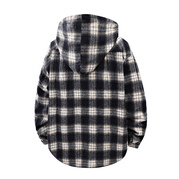 Men's casual checked hoodie with button design Lune London