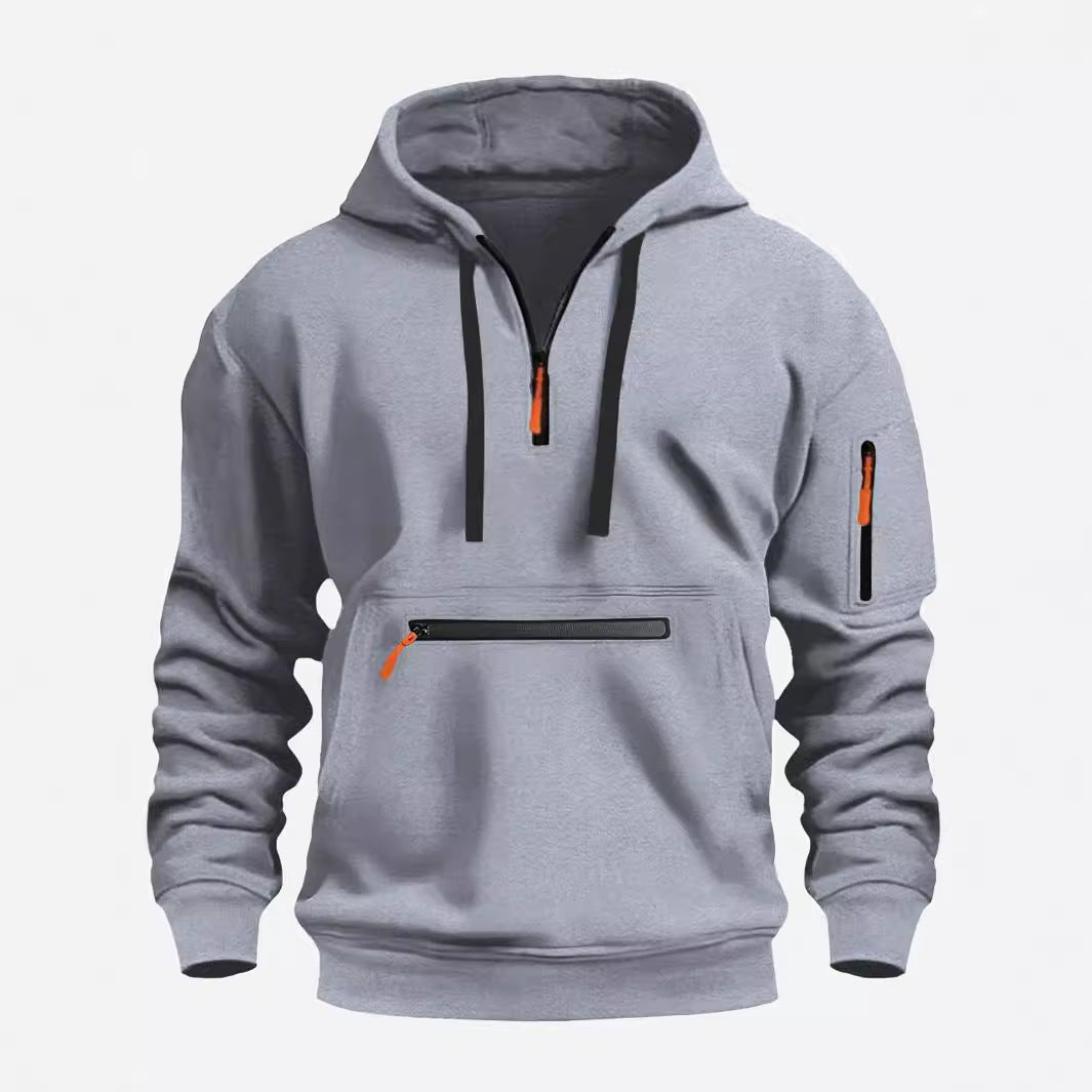 Trendy men's hoodie with practical zip pockets Lune London