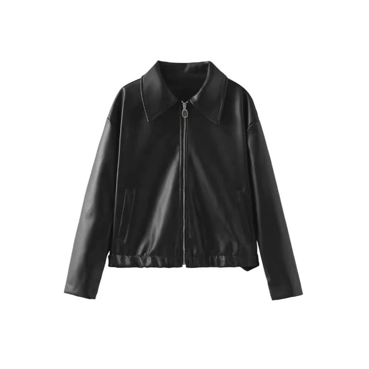 Veste élégante pour femmes en simili cuir au design moderne avec fermeture éclair pratique Lune London