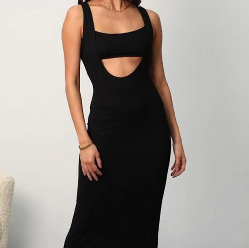 Maxi dress for women with an innovative cut-out design and a fitted top Lune London