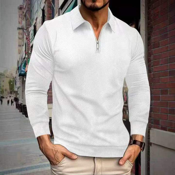 Fleece pullover for men with a high collar and an innovative structured design Lune London