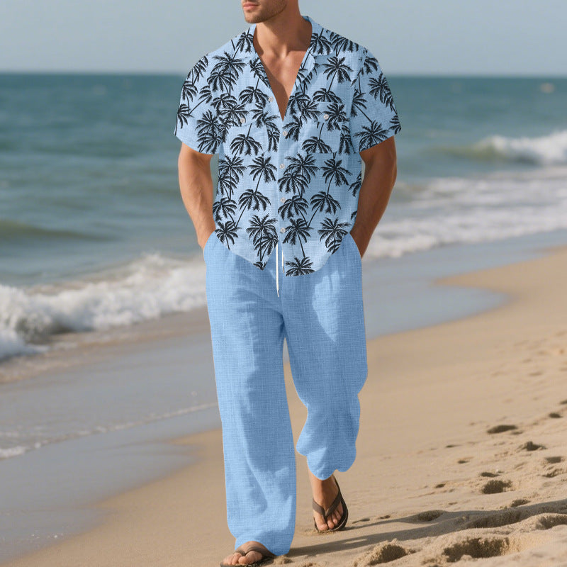 Casual men's outfit with tropical print and comfortable pants Lune London