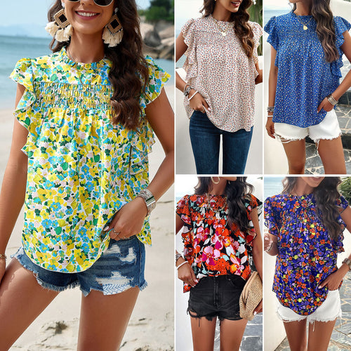 Women's blouse with ruffled details and floral patterns Lune London