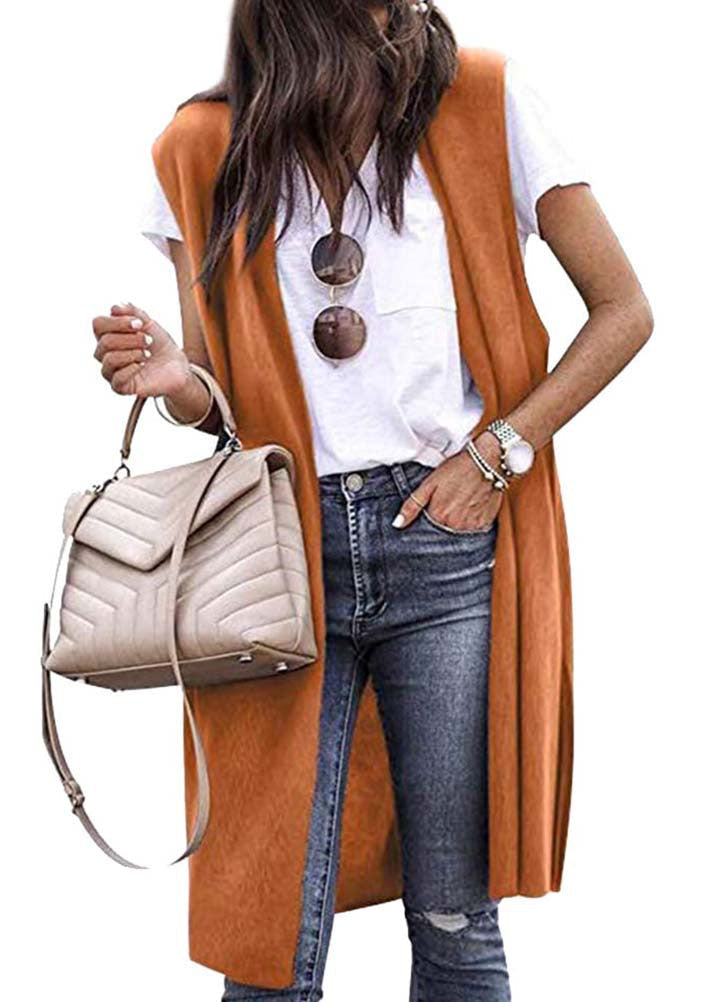 Women Open Cardigan with Casual Cut and Long Side Panels Lune London
