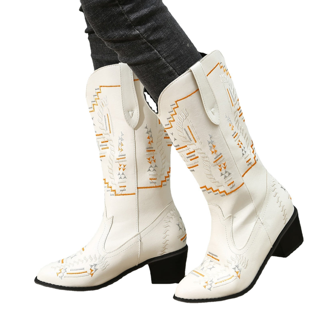 Women’s cowboy boots with artistic embroidery Lune London