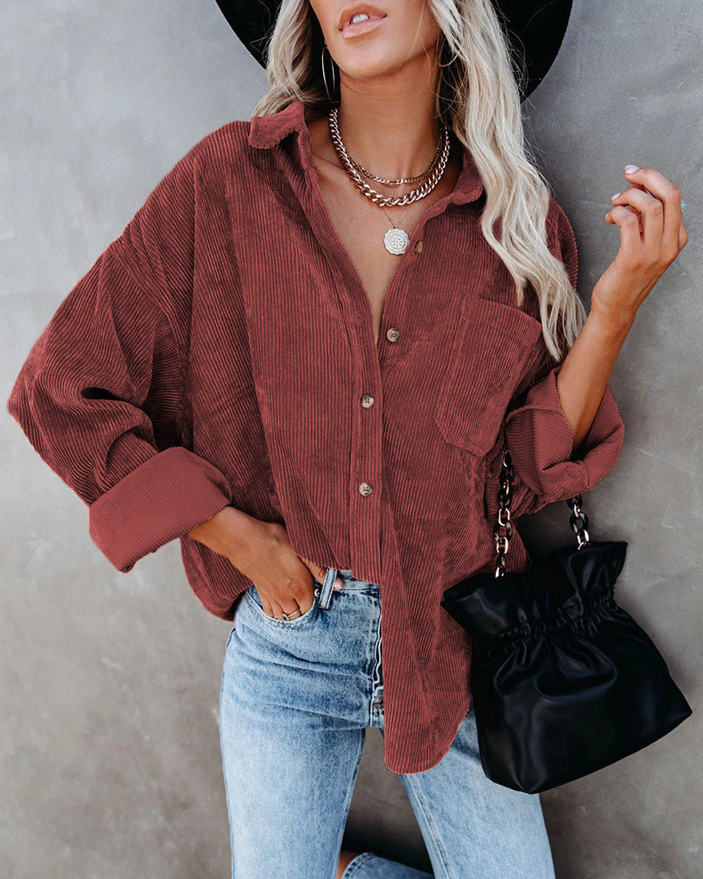 Lune London women's casual velvet blouse shirt