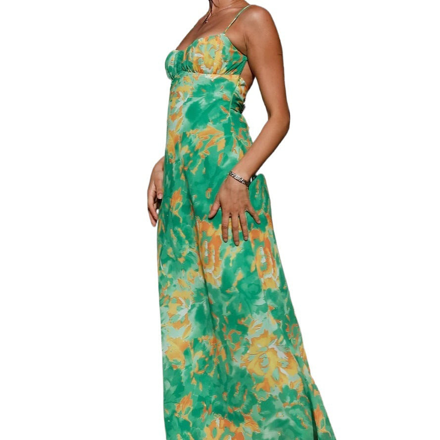 Maxi Flower Dress for Women with Ruffled Hem Lune London