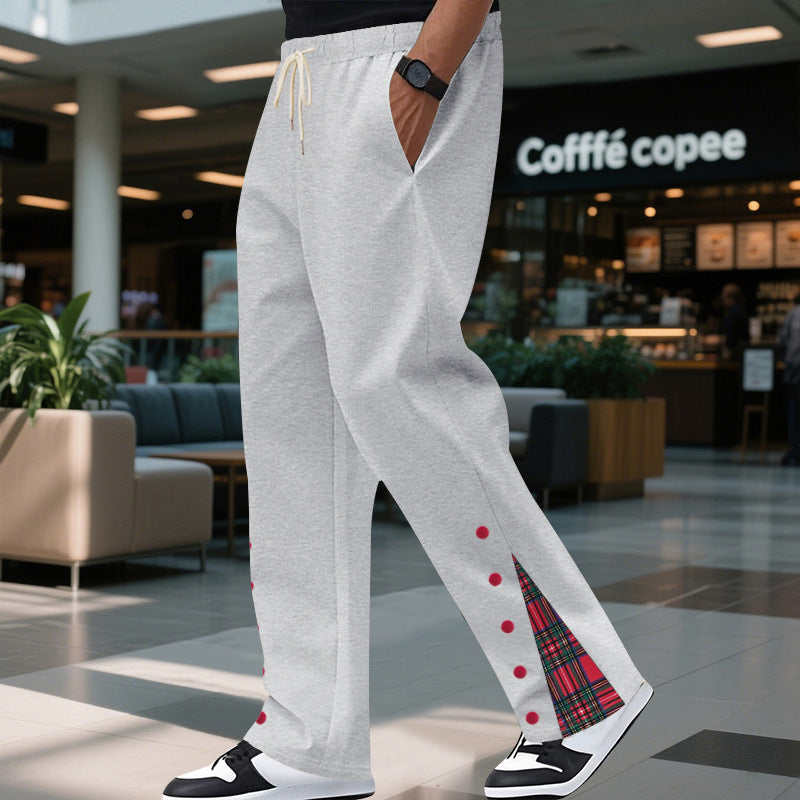 Comfortable casual pants for men with snap buttons on the sides and stylish plaid design Lune London