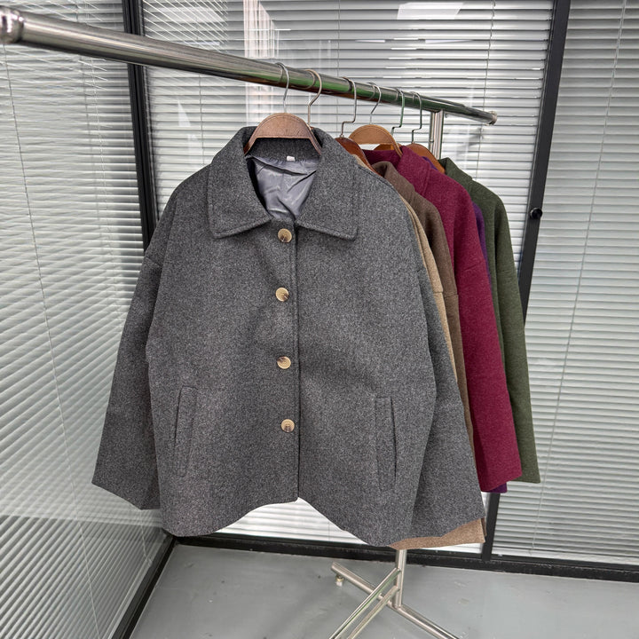 Ladies Oversized Wool Jacket with Decorative Buttons Lune London
