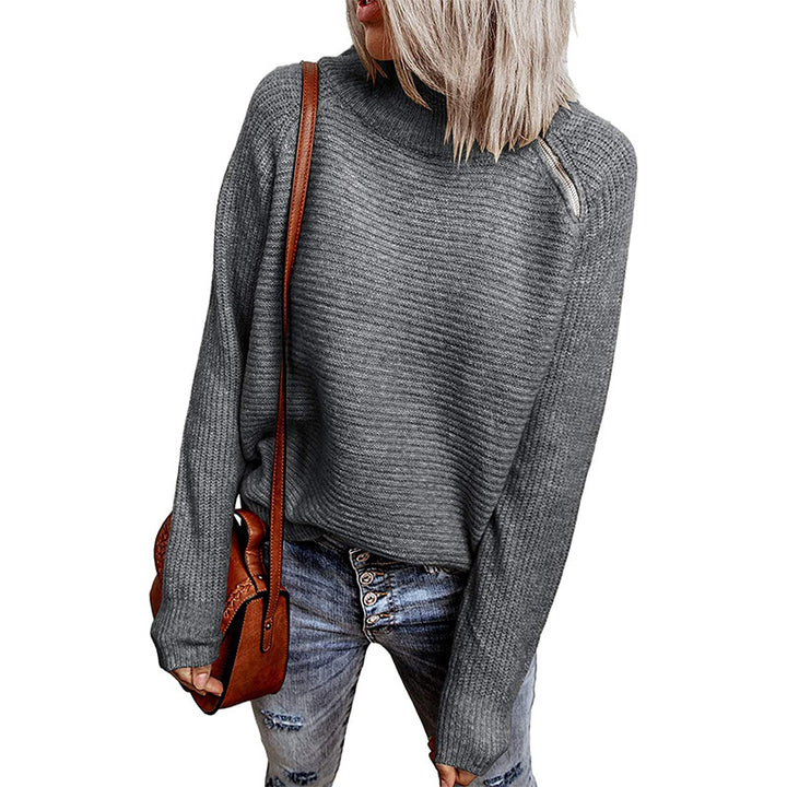 Trendy oversized women's sweater with stylish high collar and raglan sleeves Lune London