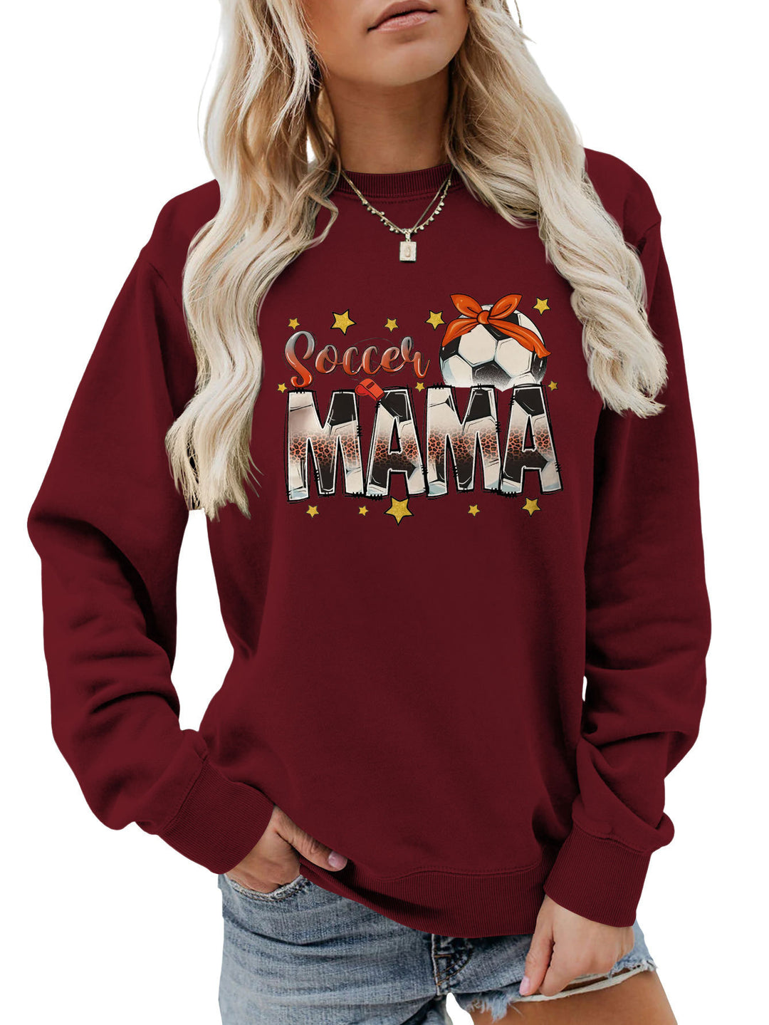 Sweatshirt pour femmes avec imprimé accrocheur "Soccer Mama" et coupe confortable Chic & Stil
