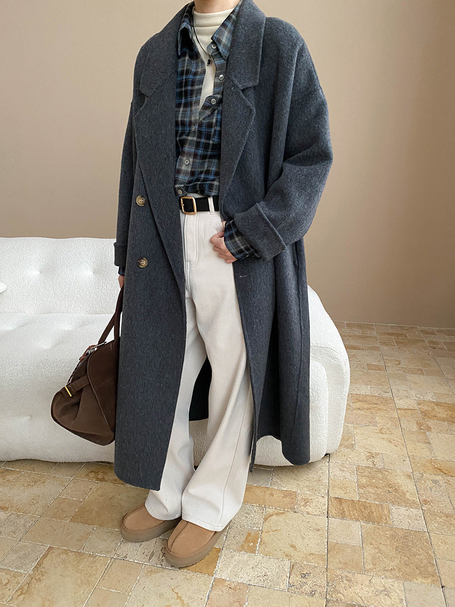 Women's Elegant Wool Coat with Double Breasted Buttons Chic & Stil