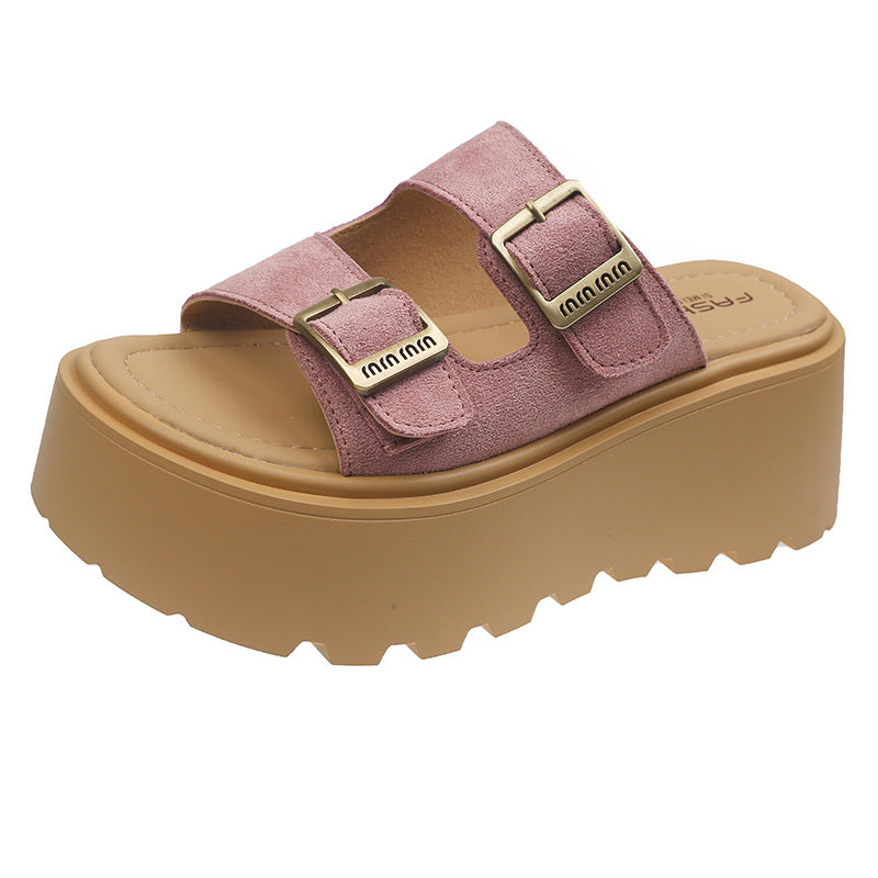 Women's platform sandals with double strap design and non-slip sole Lune London