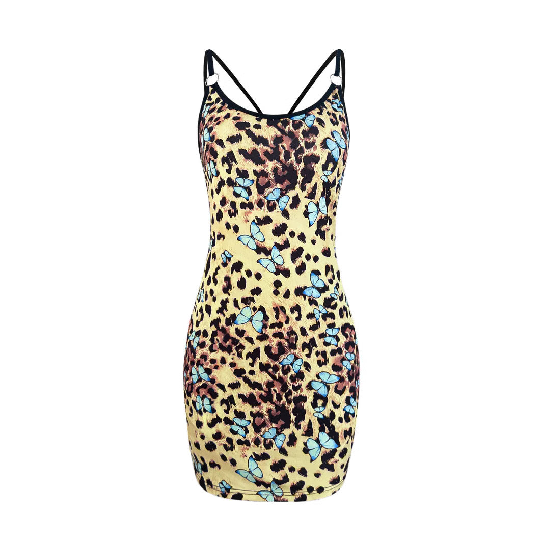 Lune London women's fitted mini dress with butterfly floral pattern