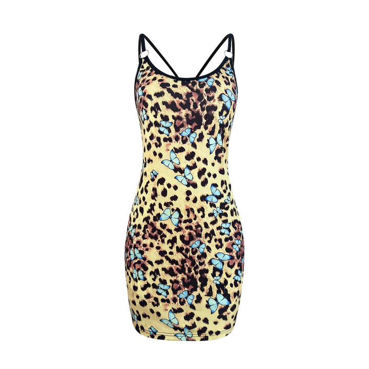 Lune London women's fitted mini dress with butterfly floral pattern