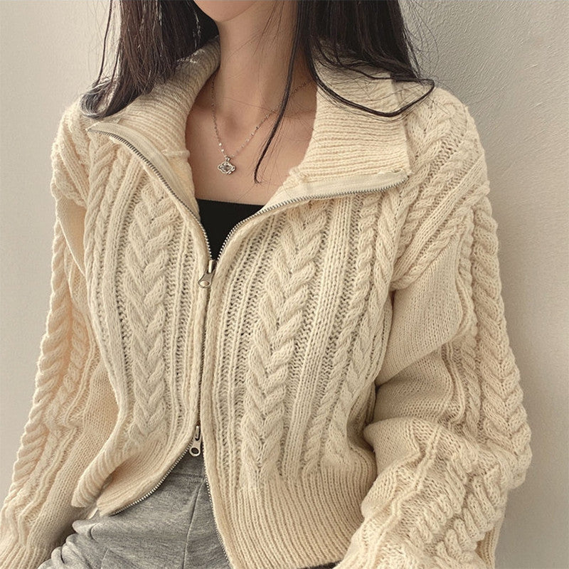 Gilet femme avec fermeture éclair et motif en câble Chic & Stil