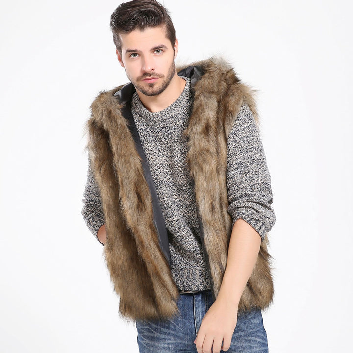 Lune London hooded faux fur jacket for men