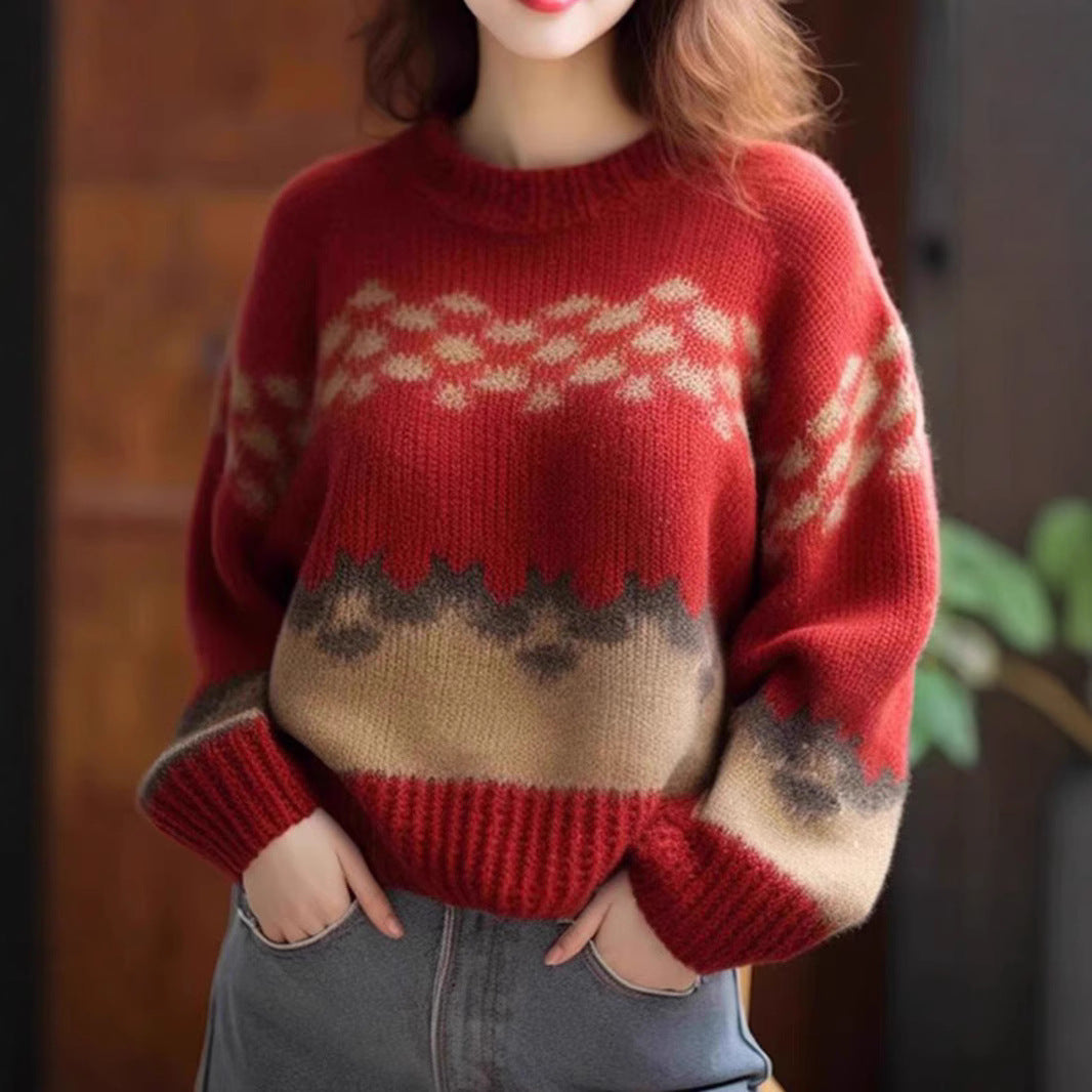 Ladies Large, casual knit sweater with graphic pattern Lune London